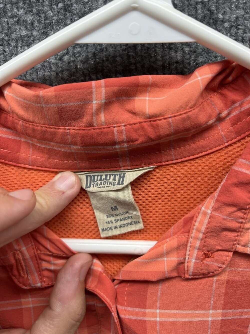 Duluth Trading Co Shirt Women Medium Orange Plaid Collared Long Sleeve Button - Picture 2 of 10